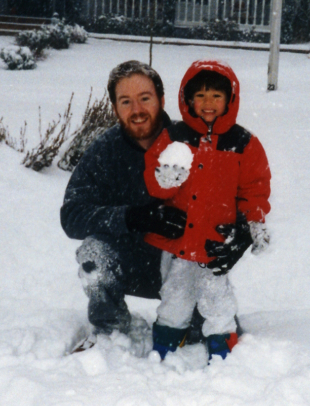William Stanek and son in the snow, circa 1998
